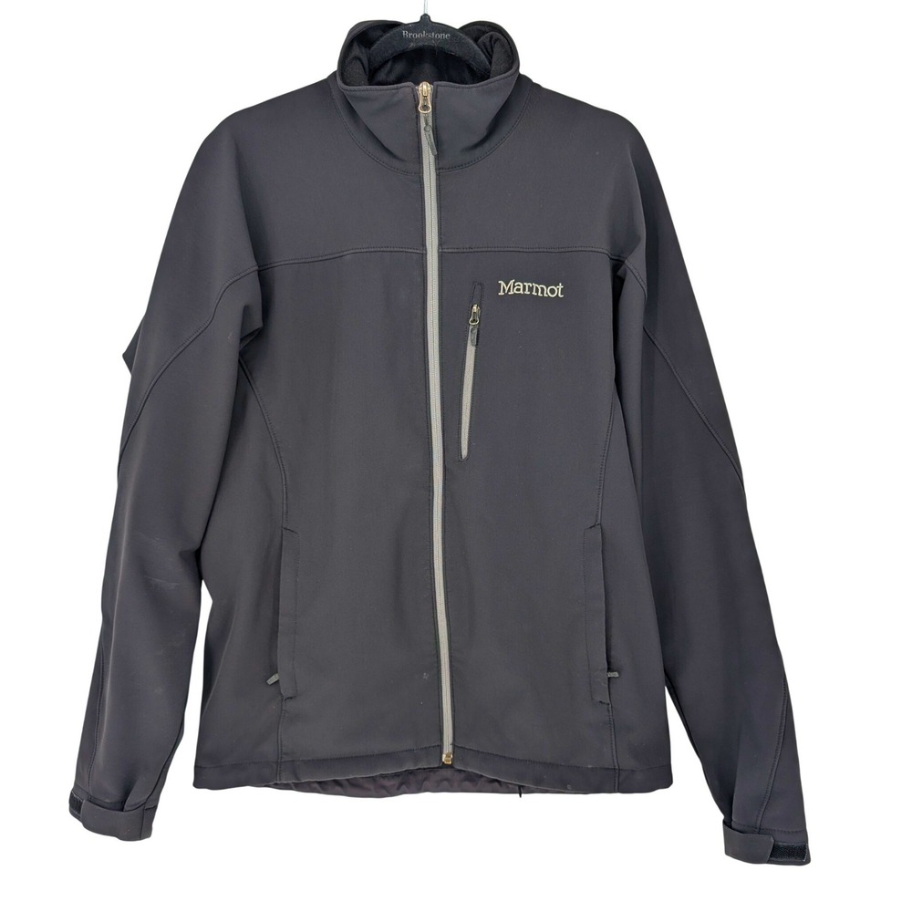 Marmot Softshell Jacket Mens Medium Black Full Zip Fleece Lined CC-426 Outdoor